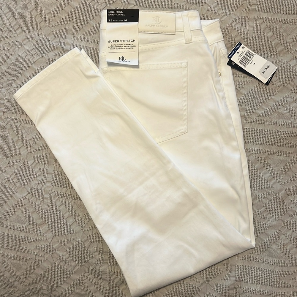 *BNWT* Ralph Lauren White Skinny Ankle Jeans Size 14